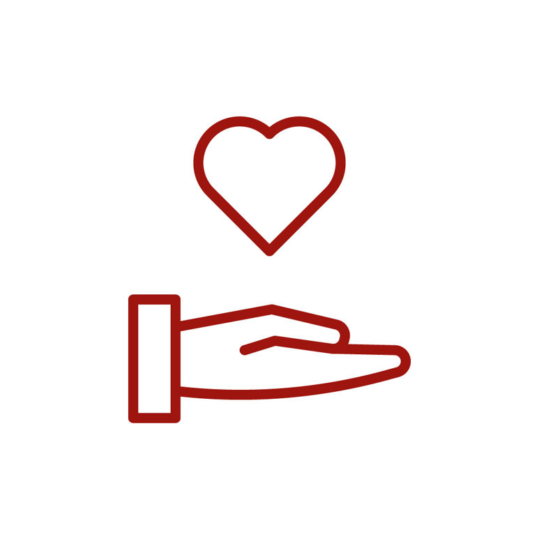 Hand and heart icon