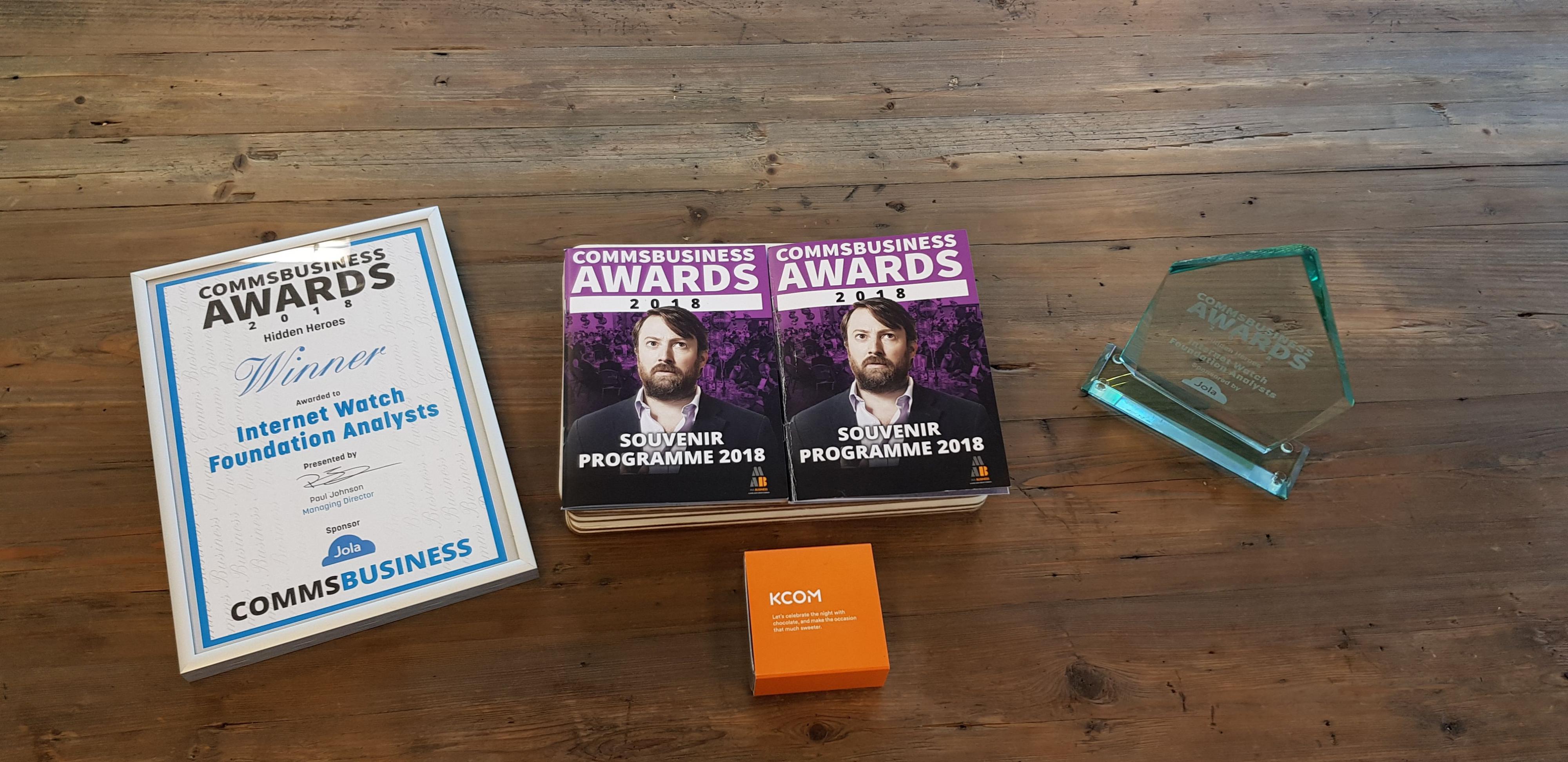 Award and book on a table