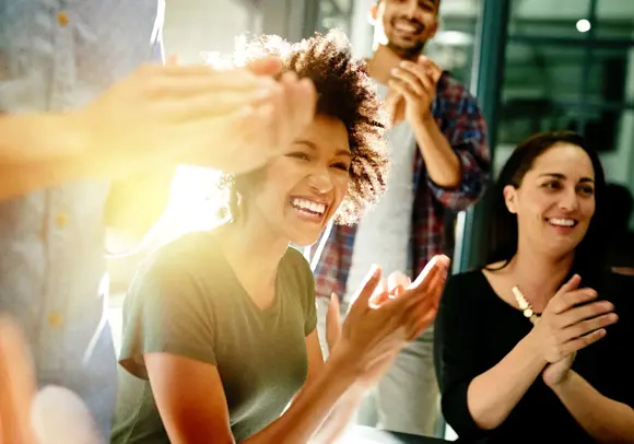 Young people laughing