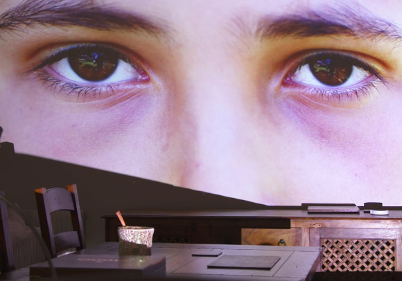 Close up of a young boys eyes
