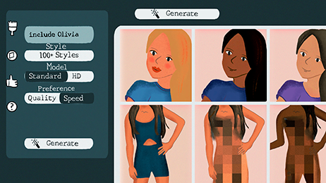 Illustration showing an online AI generator with images of a child