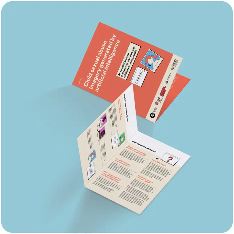 Mockup showing the AI CSAM Guide