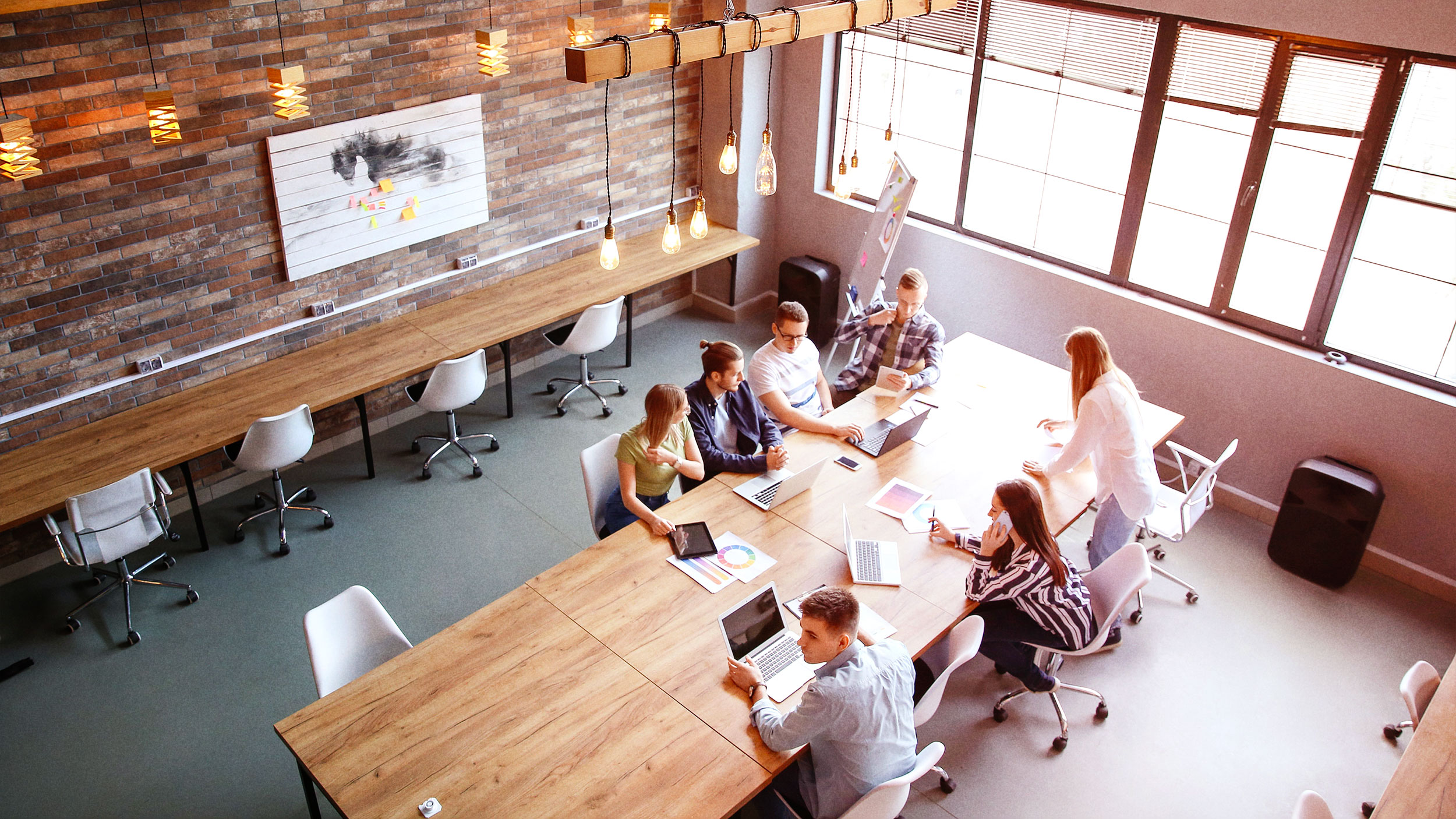 Office workers in modern office