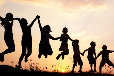 Children playing in the sun