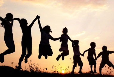 Children playing in the sun