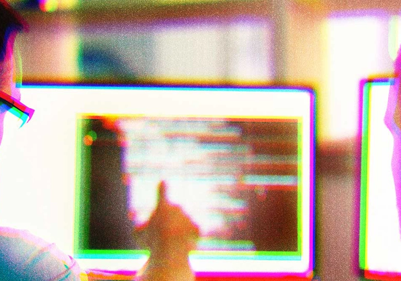 Two people looking at a computer monitor