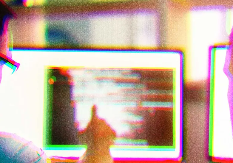 Two people looking at a computer monitor