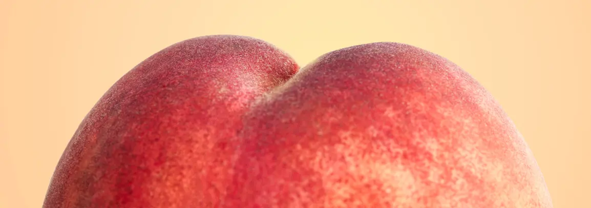 Provocative graphic of a peach 