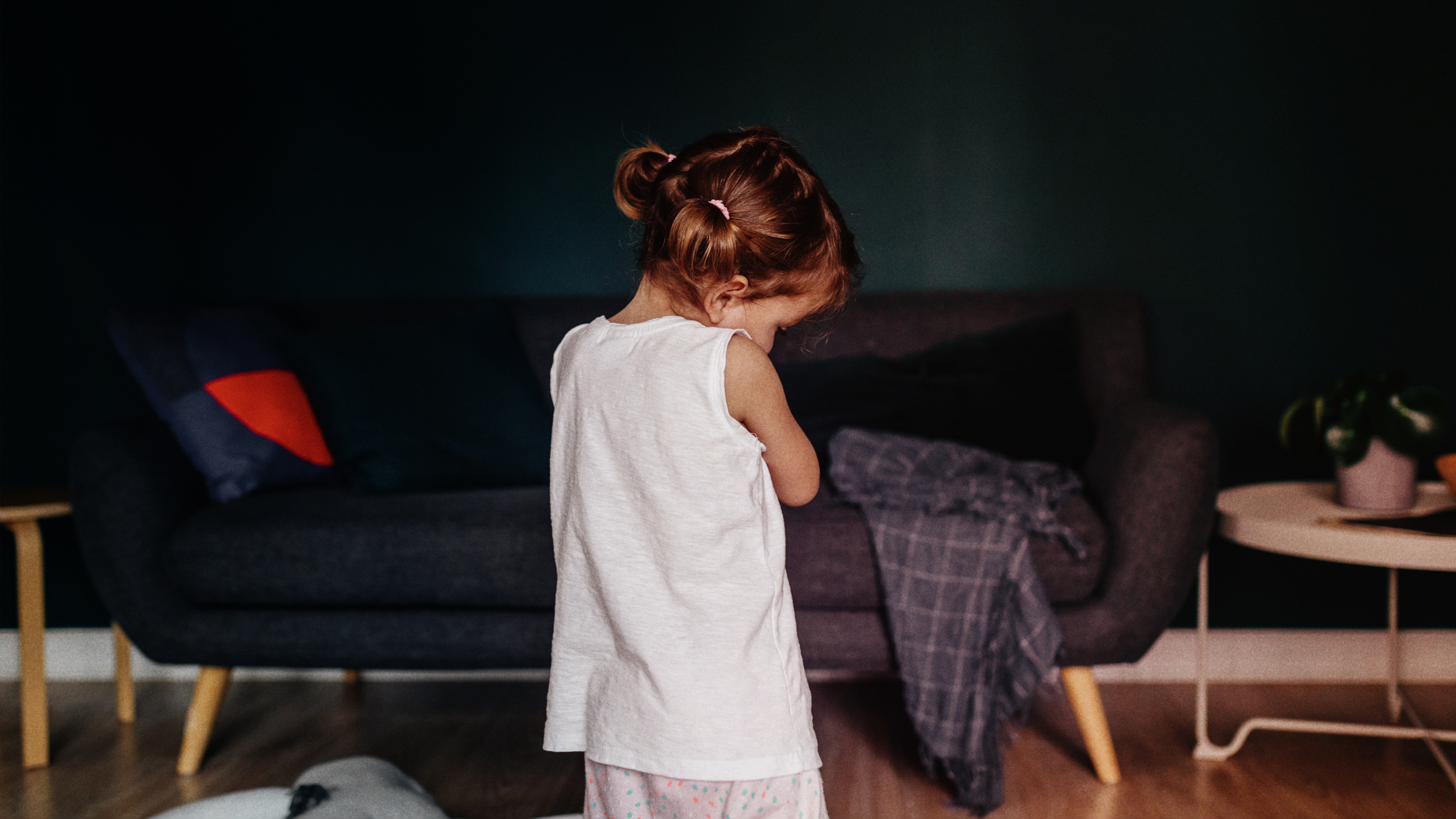 Girl with hair blowing in wind