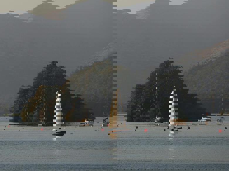 Serene Sail Boat on Lake Windermere in the Lake District