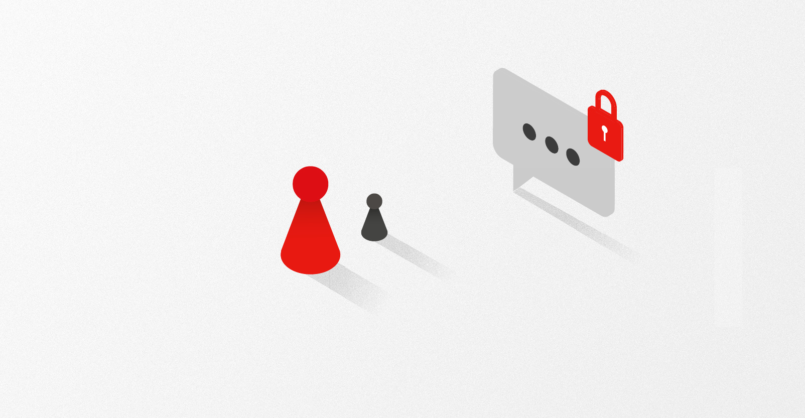 Illustration showing a locked message and two small figures representing a parent/carer and a child. 