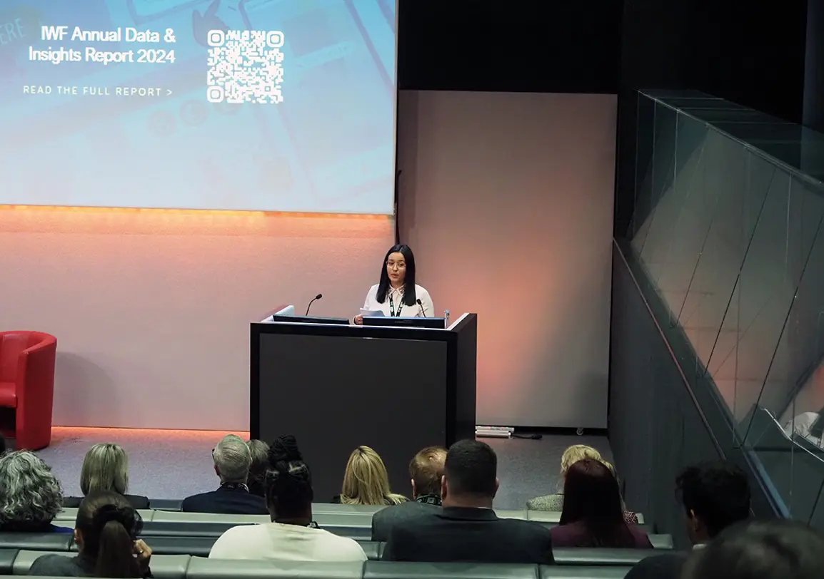 Megan Hinton of the Marie Collins Foundation presenting at the IWF 2024 Annual Data & Insights Report Launch